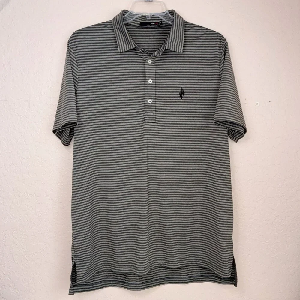 RLX Golf Polo men’s XL Ralph Lauren Gray Striped‎ Short Sleeve Moisture Wicking